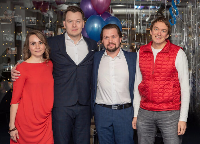 Hugo co-founders CMO Age Viks_ COO Erki Pisuke and CEO Artur Fjodorov_ Superangel Managing partner Rain Rannu on the right